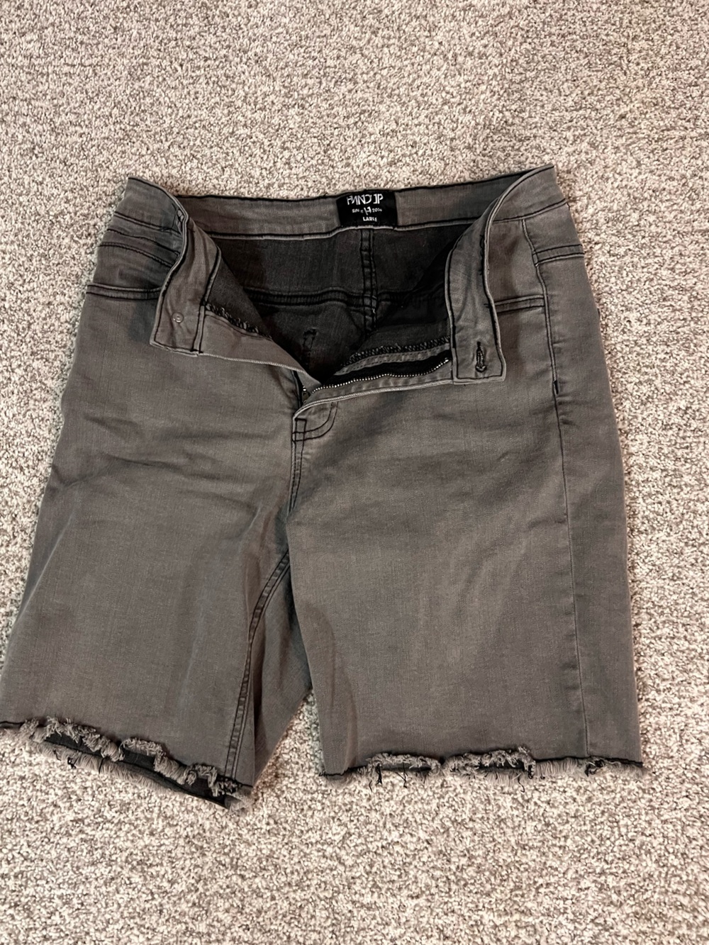 HandUp High-Rise Frayed Hem Jean Shorts - Charcoal